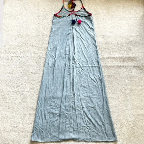 JUDITH MARCH TENCEL MAXI DRESS W/ EMBROIDERY AND TASSELS SIZE SMALL BEACH - Picture 2 of 10